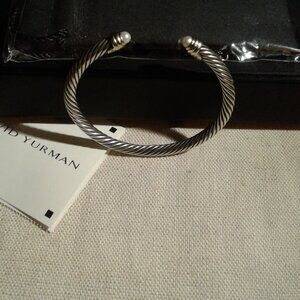 NEW! David Yurman 5mm Pearl SS 925 and 14 karat Bangle Bracelet